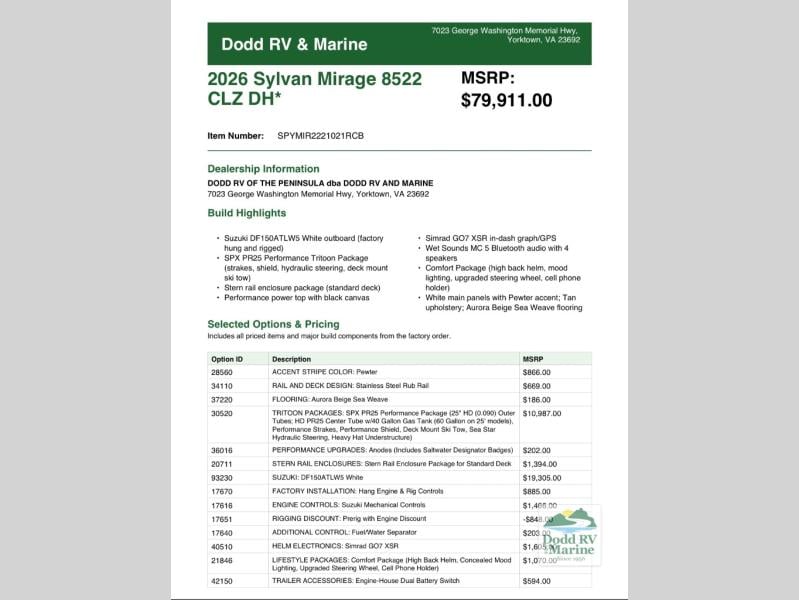 New 2026 Sylvan 8522 CLZ DH - photo - 34